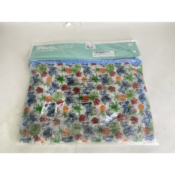 Disney Lilo and Stitch Travel Pouch Bag Set of 3 For Toiletries Cosmetics NEW - Picture 2 of 4